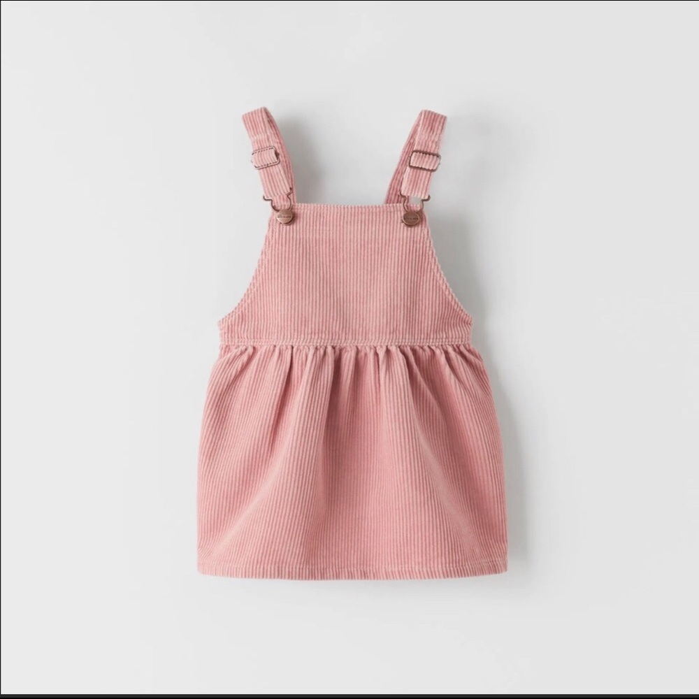Zara Girls Corduroy Pink Pinafore Overall Dress